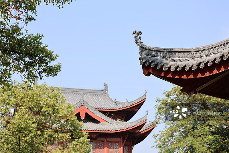 九江浔阳江畔浔阳楼锁江楼风景区中国历史建筑特写图片素材