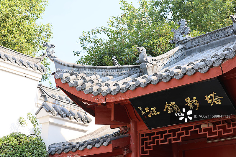 九江浔阳江畔浔阳楼锁江楼风景区中国历史建筑特写图片素材