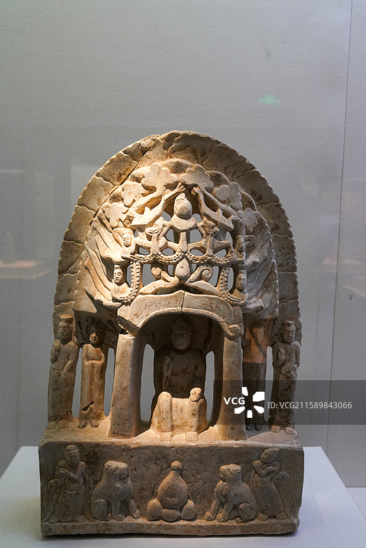 河北省 邯郸市 临漳县 邺城考古博物馆 北齐 坐佛五尊像图片素材