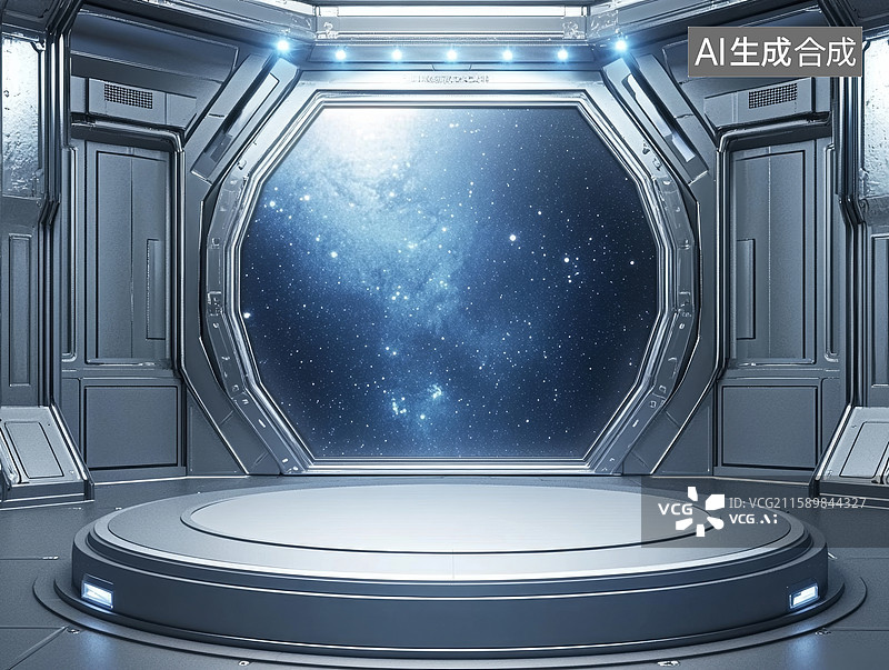 【AI数字艺术】太空舱内的星河视景图片素材