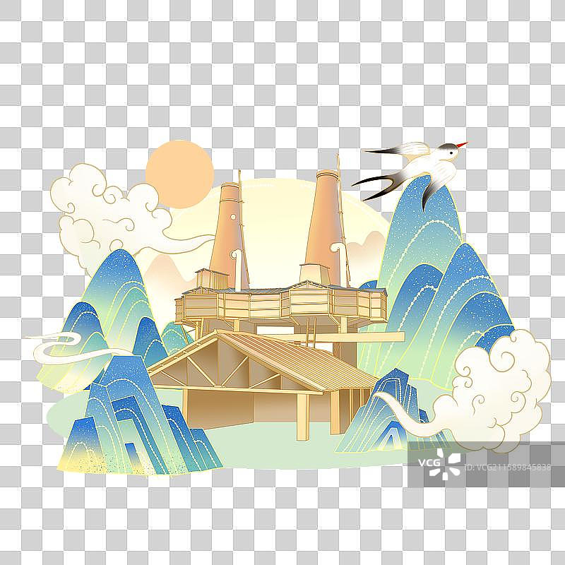 温州地标建筑矾矿遗址图片素材