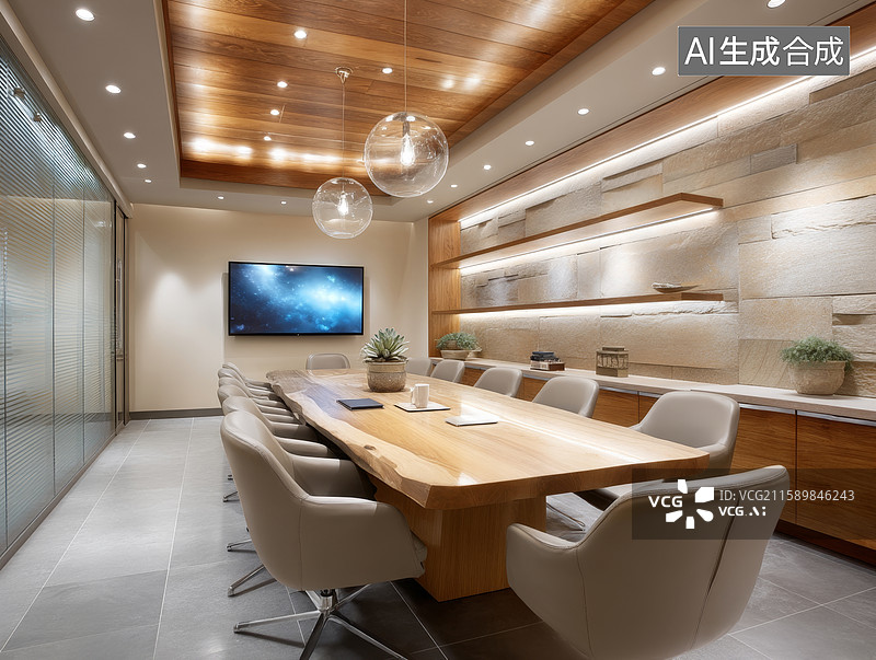【AI数字艺术】现代会议室布置图片素材