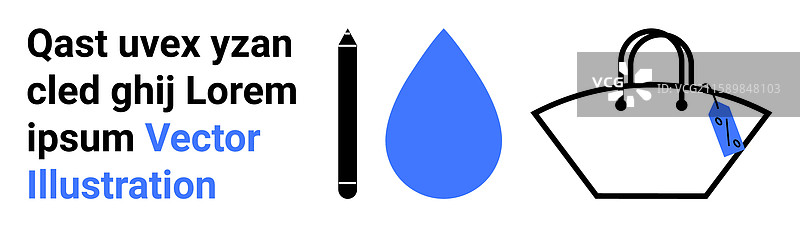 简约设计，带有蓝色水滴和一支笔图片素材