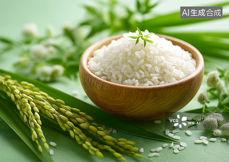 【AI数字艺术】碗里装满大米粒图片素材
