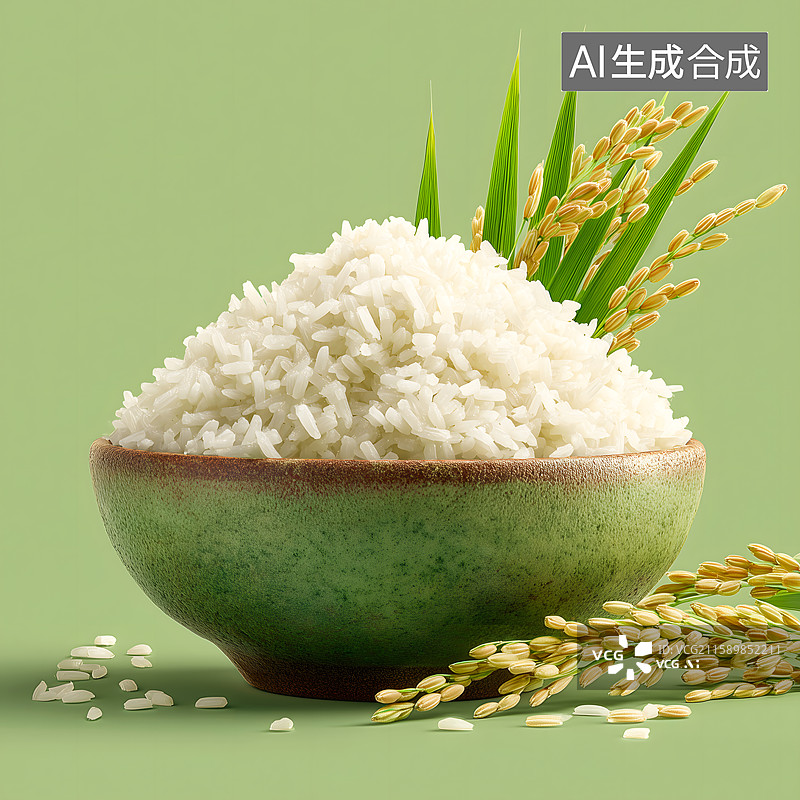 【AI数字艺术】碗里装满大米粒图片素材