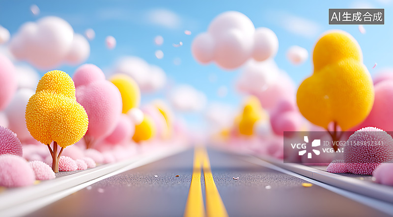 【AI数字艺术】彩色卡通道路图片素材