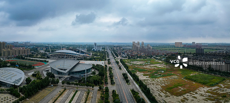 营口市 西市区 明湖广场 奥体中心 航拍图片素材