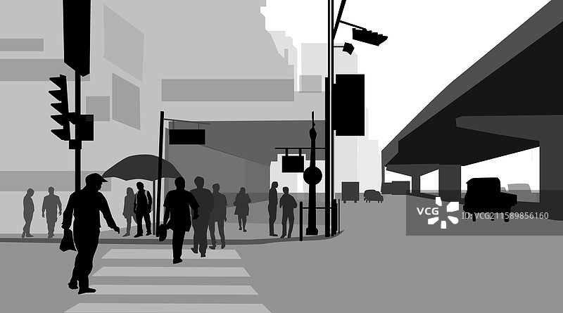 早晨的城市街道图片素材