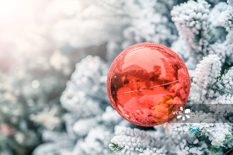 圣诞节节日装饰圆球和圣诞树图片素材