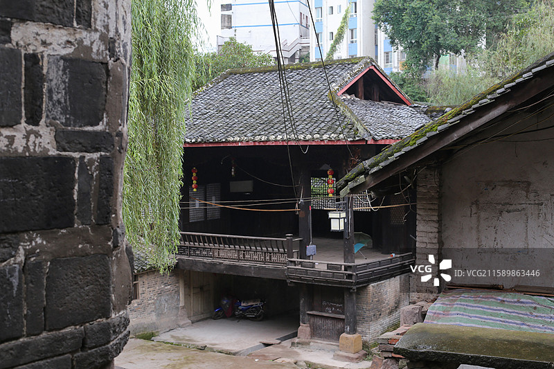 四川自贡市富顺县狮市古镇天后宫老建筑图片素材