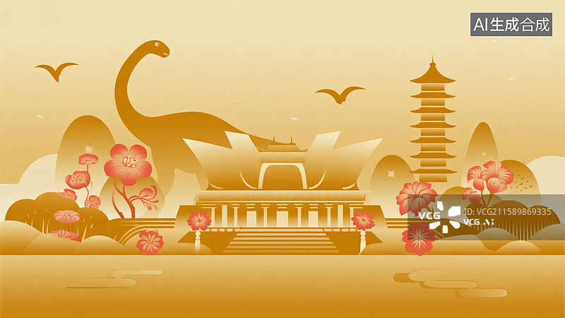 【AI数字艺术】江南水乡春景图片素材