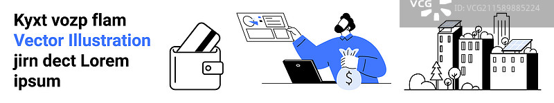 男子使用笔记本电脑查看财务仪表盘图片素材