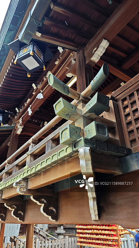 大阪天满宫建于 949 年，供奉学识之神菅原道真，建筑具传统韵味，每年举办的天神祭是日本三大祭典之一图片素材