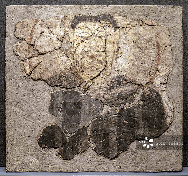 新疆维吾尔自治区博物馆藏 汉晋 彩绘佛像壁画 民丰县尼雅遗址出土 公元206-420年图片素材