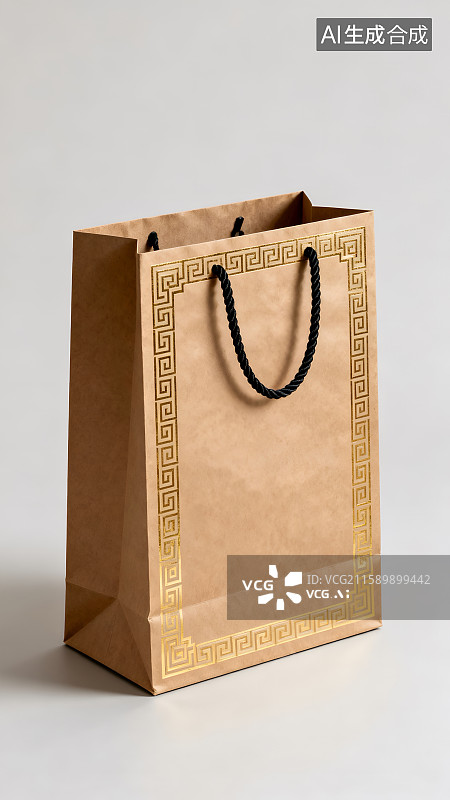 【AI数字艺术】中国风牛皮纸购物袋图片素材