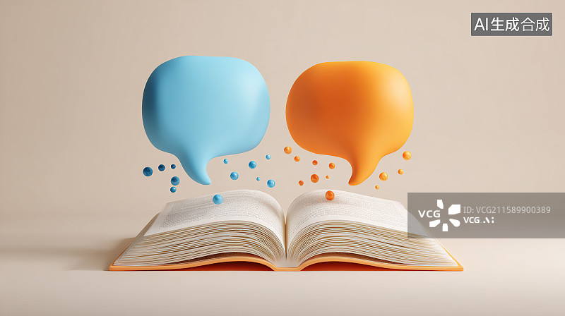 【AI数字艺术】书本与交流对话框图片素材