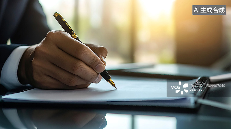 【AI数字艺术】笔尖下的商务决策图片素材