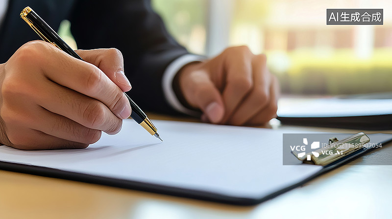 【AI数字艺术】笔尖下的商务决策图片素材