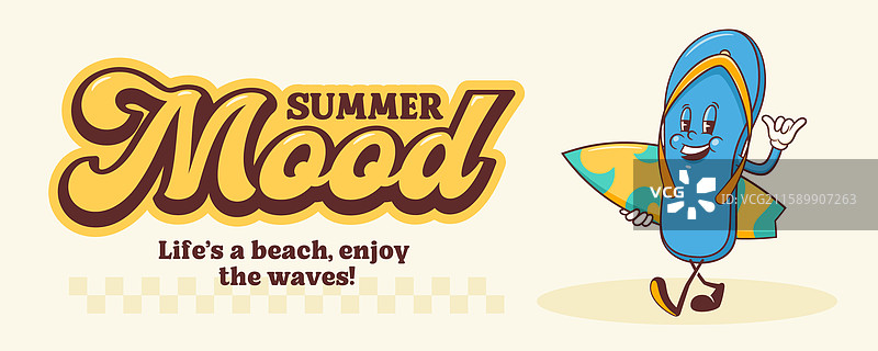 夏日氛围冲浪复古卡通风格图片素材