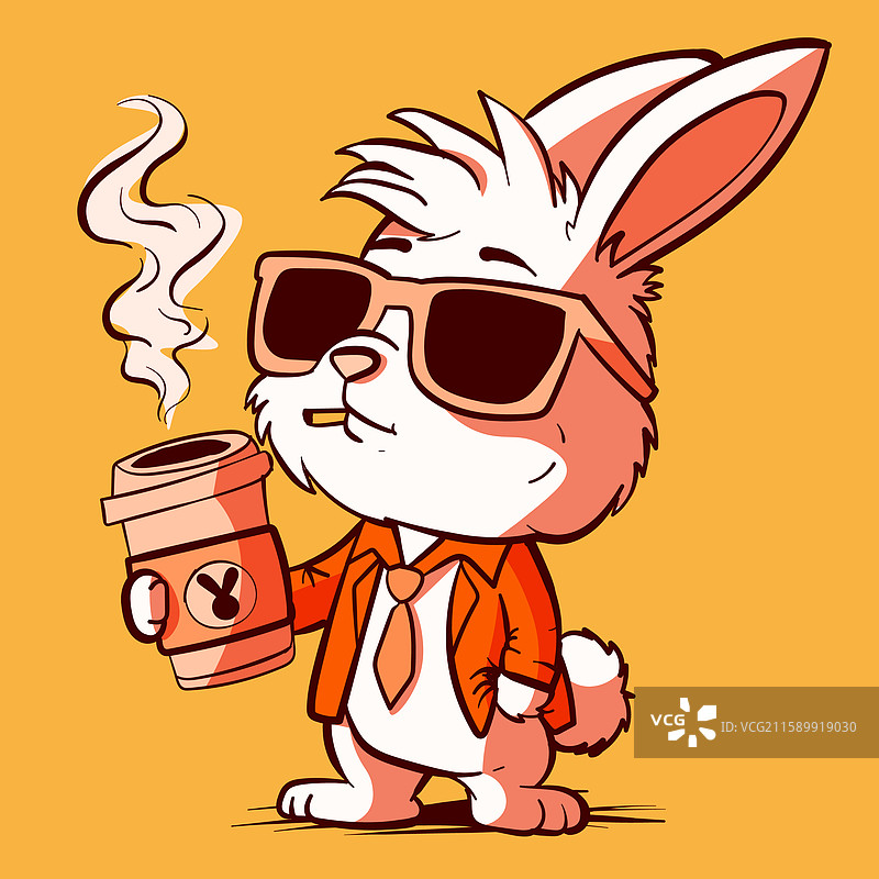 可爱又酷的兔子，戴着太阳镜，穿着西装图片素材