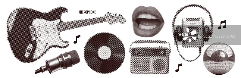 单色半色调点状元素集图片素材