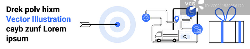 箭头击中目标，物流网络图标在附近图片素材