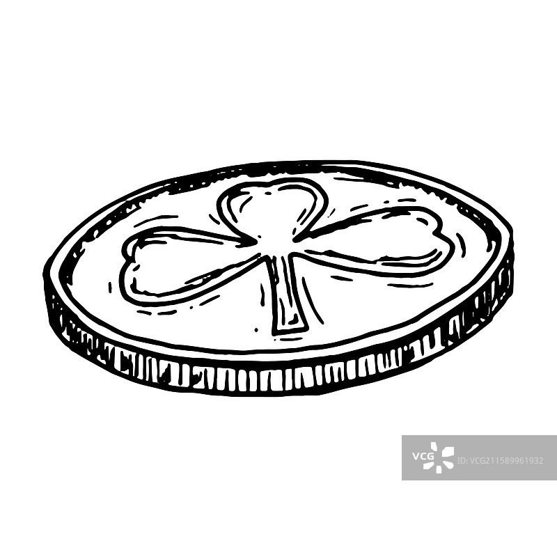 黑白手绘的幸运符图片素材