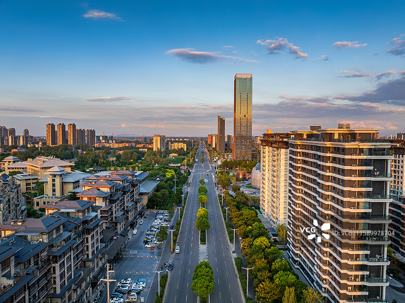 亚洲中国河南省商丘永城市城市风光航拍视角图片素材