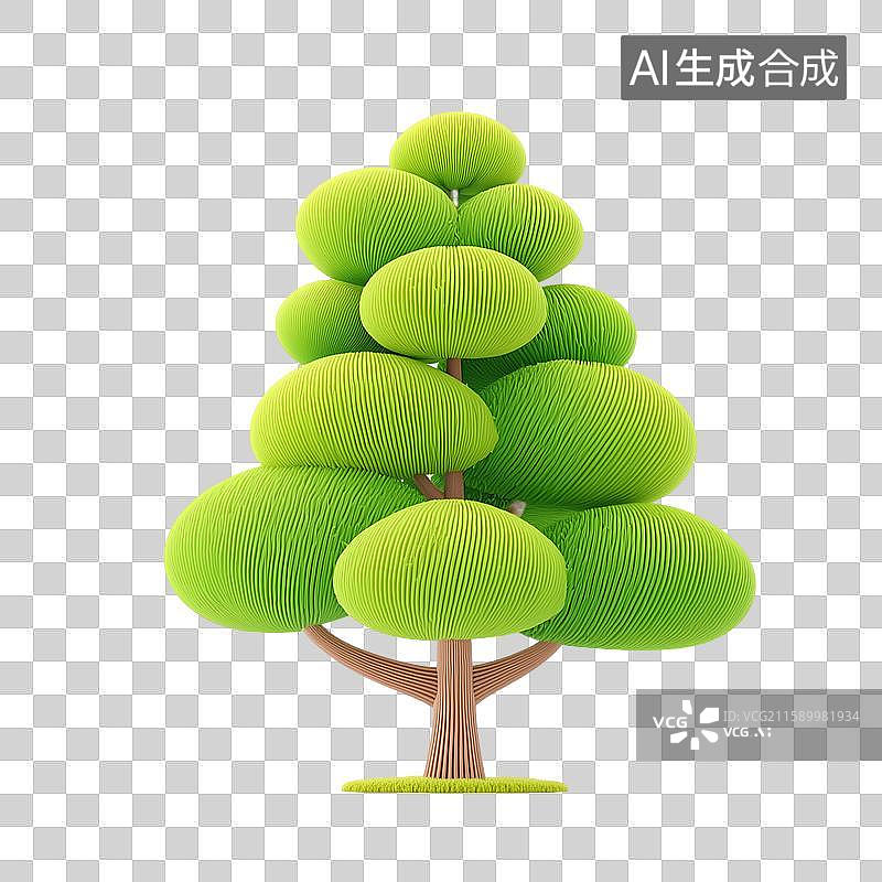 【AI数字艺术】3D卡通树木造型插画图片素材
