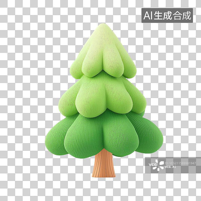 【AI数字艺术】3D卡通树木造型插画图片素材
