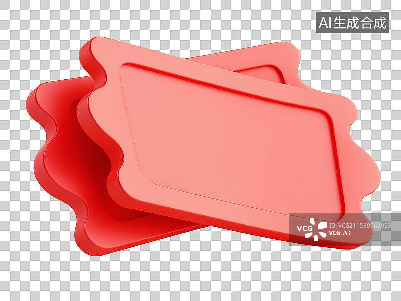 【AI数字艺术】3D卡通立体红色优惠卷图片素材