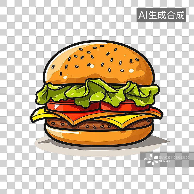 【AI数字艺术】汉堡美食插画背景素材图片素材