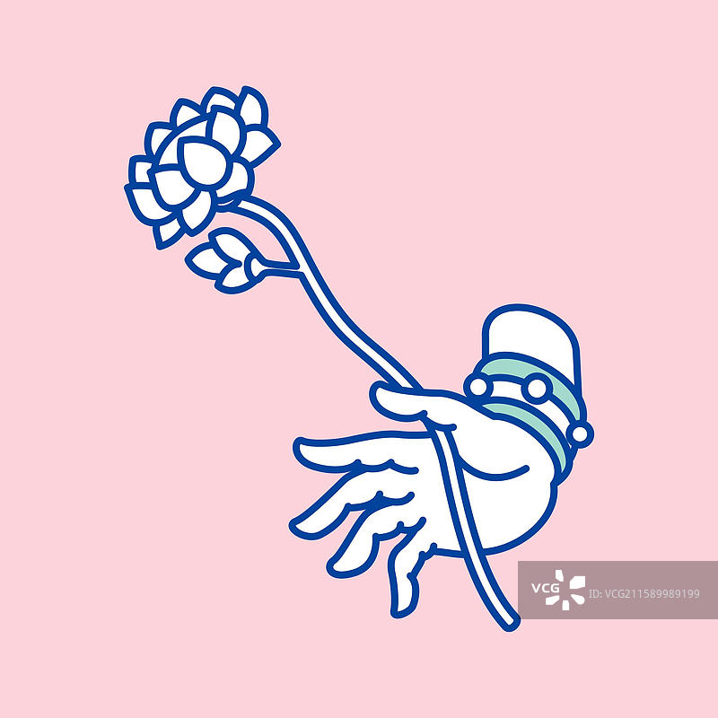 佛手造型手持莲花的手势图案图片素材