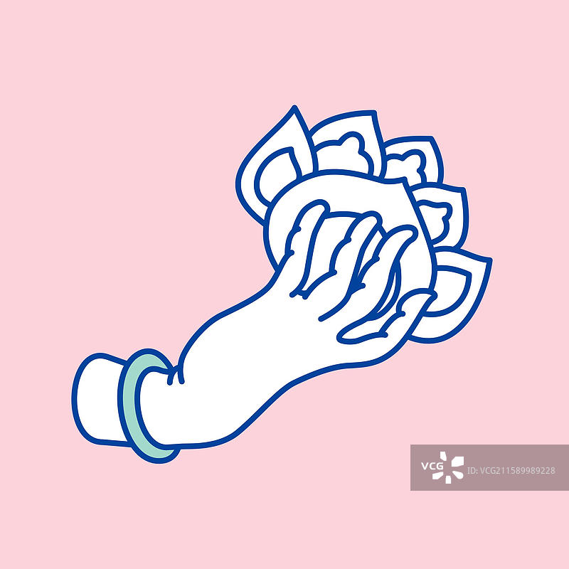 佛手造型卡通风格手持钞票图案图片素材