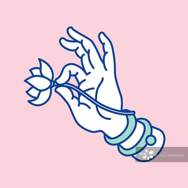 佛手造型手绘佛手拈花图案图片素材