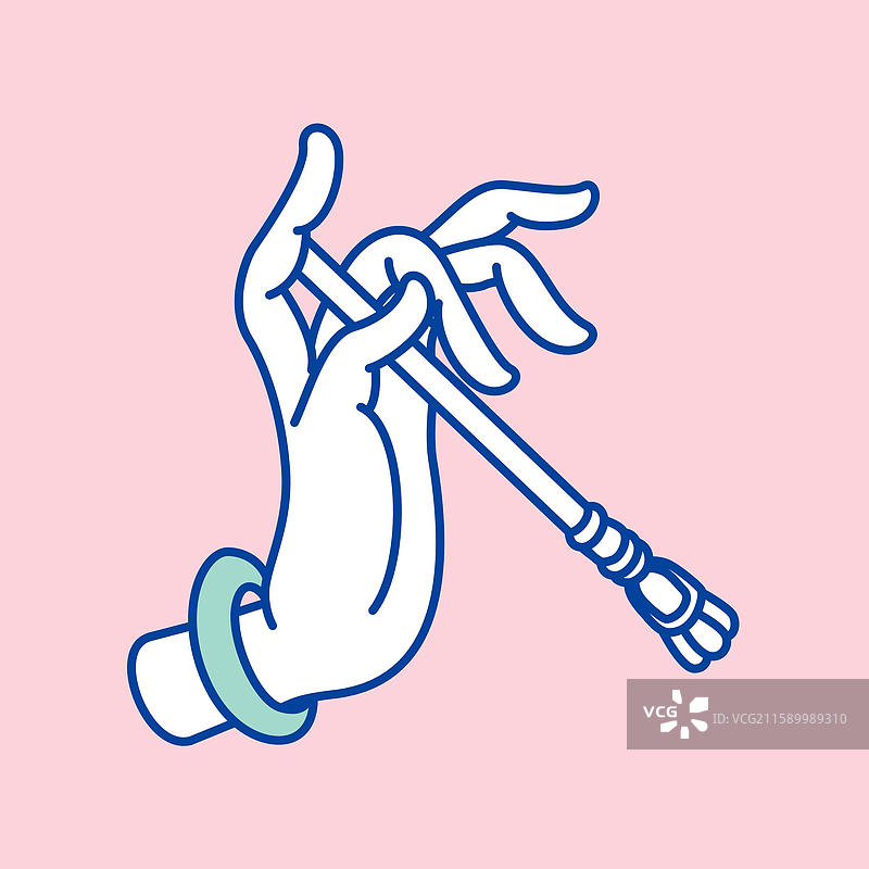 手持魔杖的优雅手势插画图片素材
