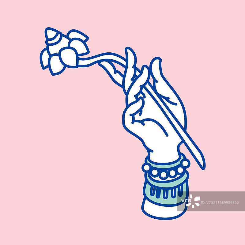 佛手造型手持莲花的艺术手势图案图片素材