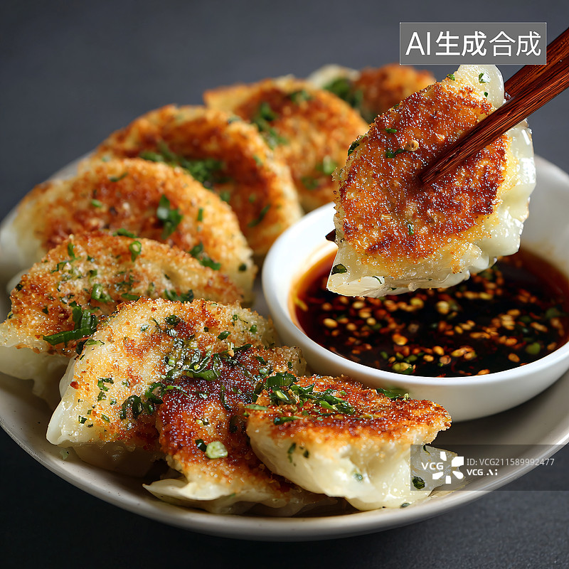 【AI数字艺术】香煎饺子的诱惑图片素材
