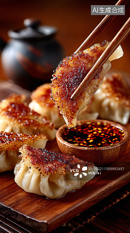 【AI数字艺术】香煎饺子的诱惑图片素材