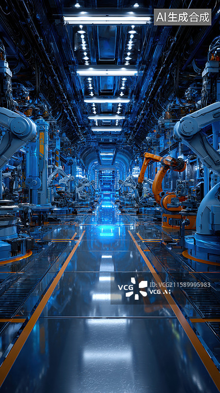 【AI数字艺术】现代化工业生产线图片素材