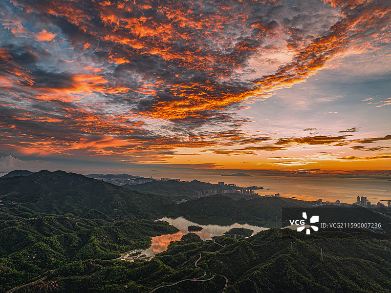 珠海大镜山水库航拍图片素材