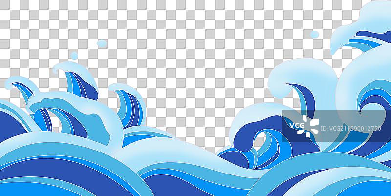 波涛起伏的海浪插画免抠元素图片素材