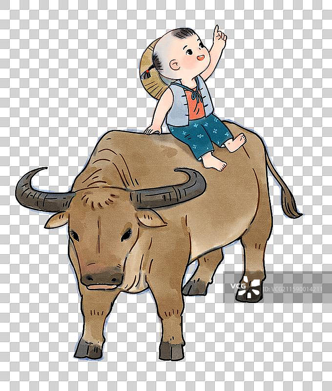 古诗词-所见牧童指着前方元素图片素材