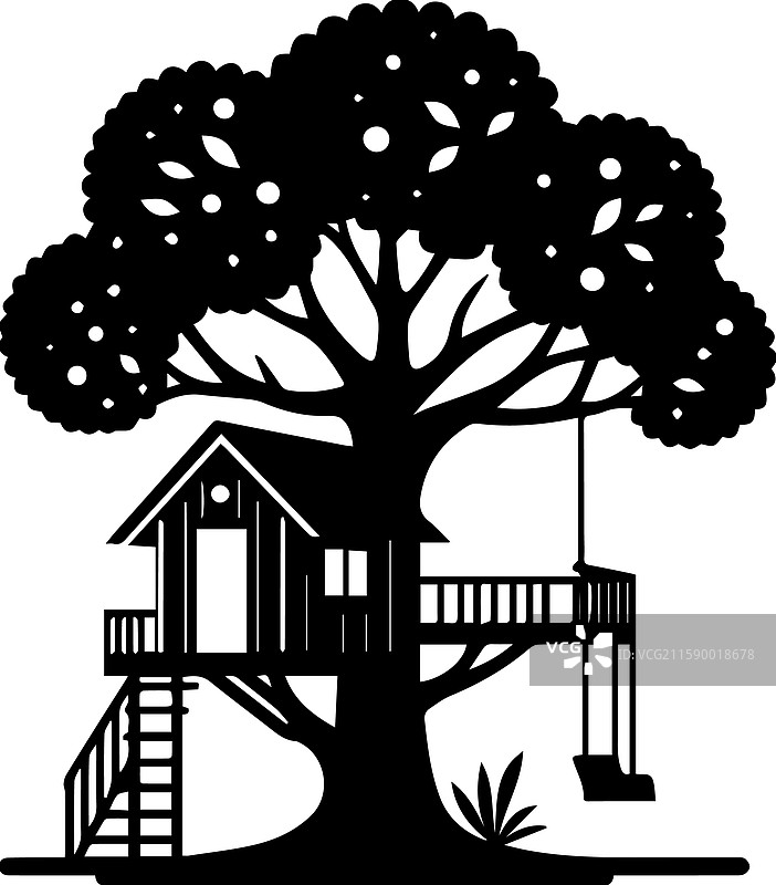 简单的树屋图标logo设计图片素材