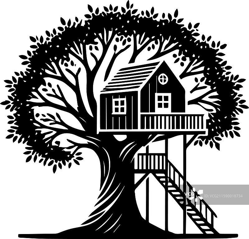 简单的树屋图标logo设计图片素材