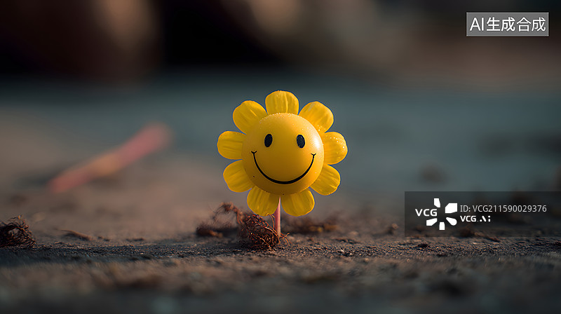 【AI数字艺术】花朵造型的微笑图钉图片素材