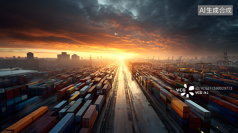 【AI数字艺术】码头上的繁忙工作图片素材