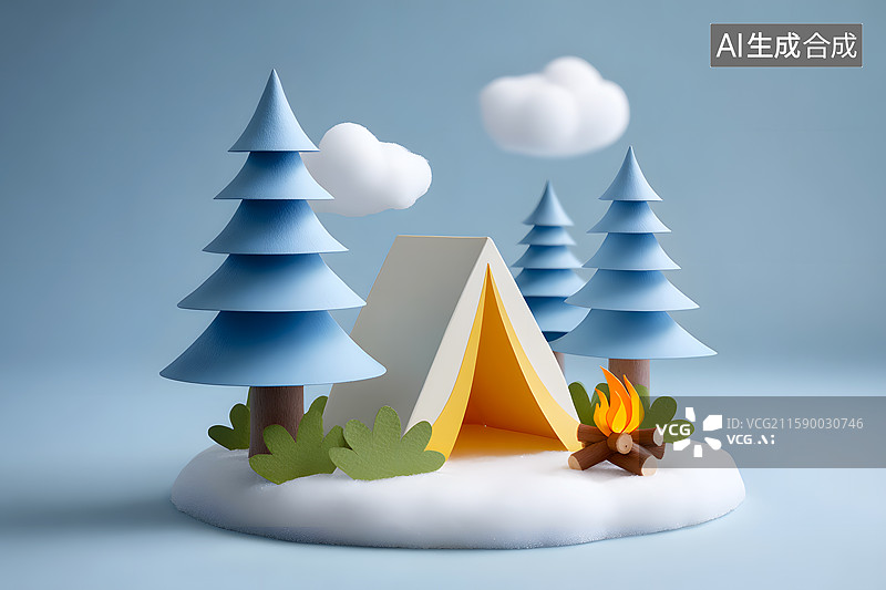 【AI数字艺术】户外露营帐篷篝火图片素材