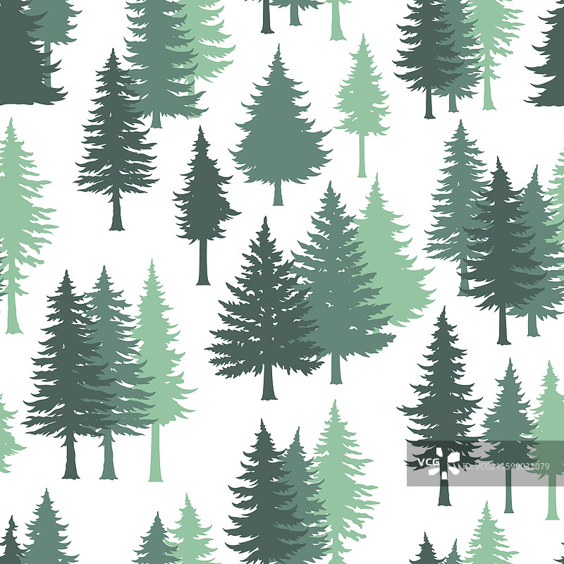 风格化的森林图案与树木种类图片素材