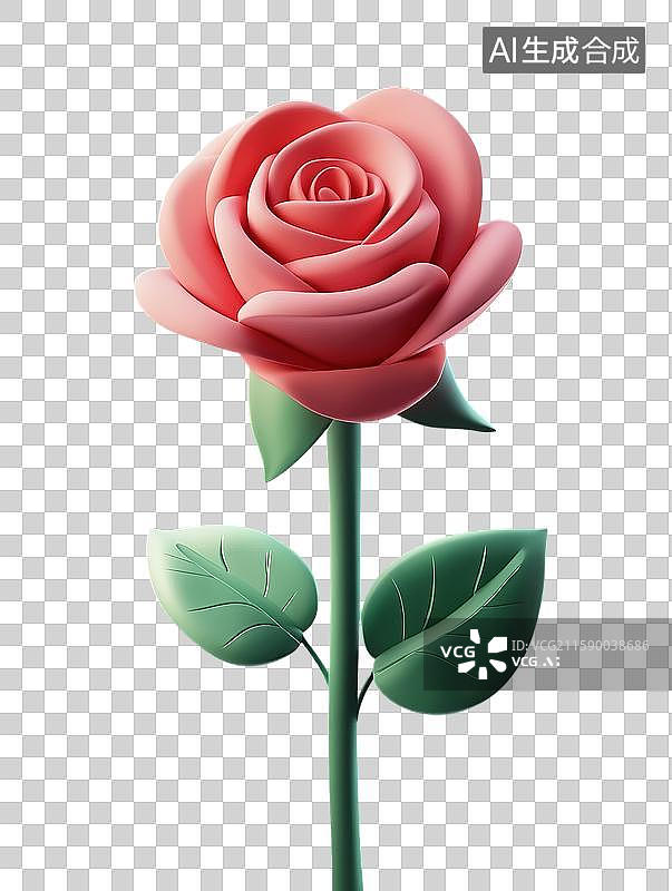 【AI数字艺术】月季花，3D，花，粘土图片素材